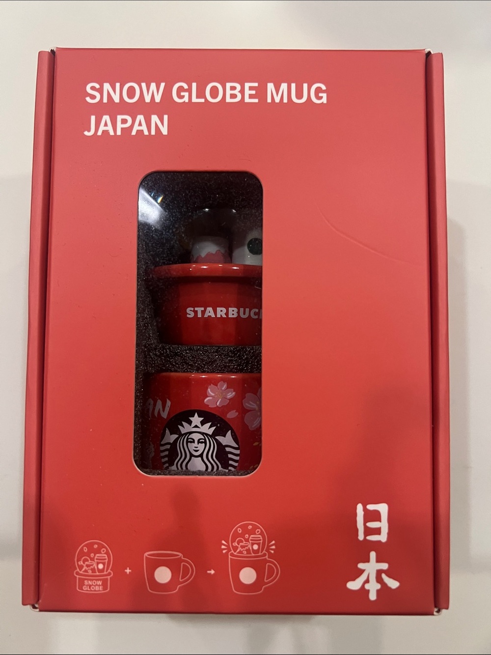 Starbucks Limited Edition Sakura Japan Snow Globe Mug NEW